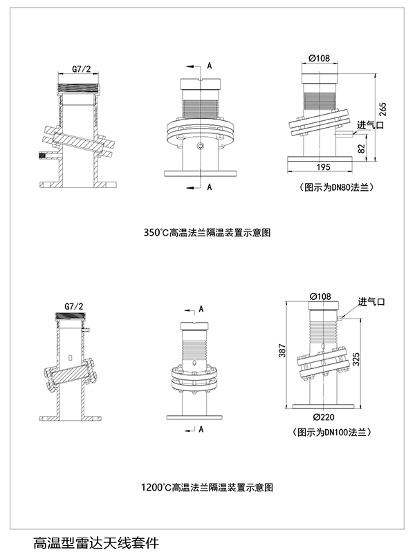 高温型大量程雷达物位计尺寸图